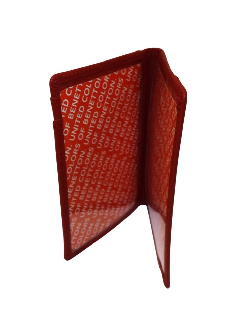 United Colors Of Benetton Y2k Red Leather Card Holder W Transparent ID Windows